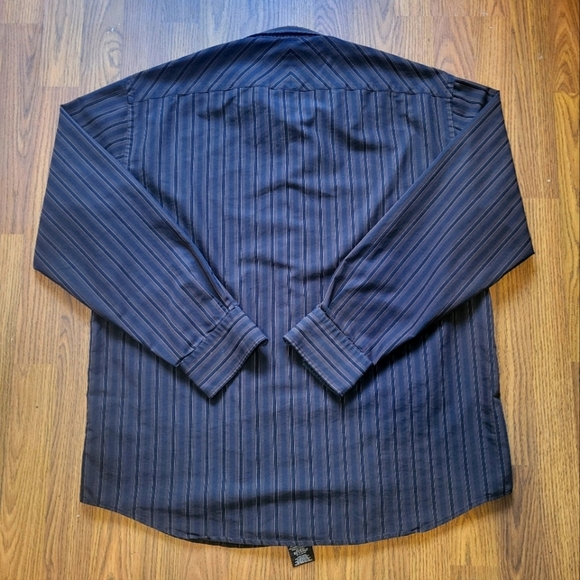 bellissimo Mens Long Sleeve Collard Stripped Dress Shirt Size XL - Picture 5 of 7